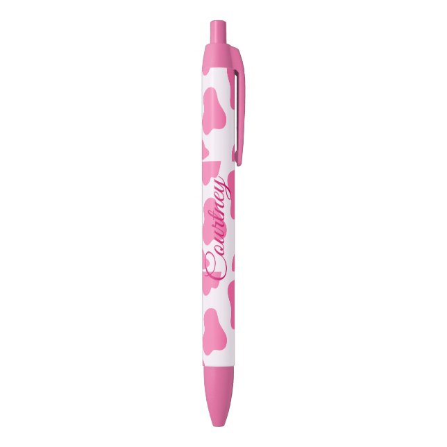 Monogram Farm Animal Pink Cow Print Black Ink Pen (Bottom (Vertical))