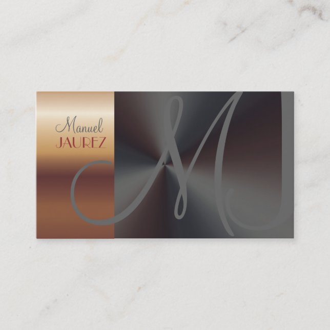 MONOGRAM FAUX COPPER/BRUSHED STEEL BUSINESS CARD (Front)