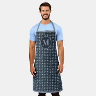 Monogram Faux Denim Diamond Pattern Apron