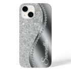 Monogram Faux Diamond Silver Bling