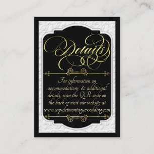 Monogram & Faux Embossed - Black/Gold Enclosure Card