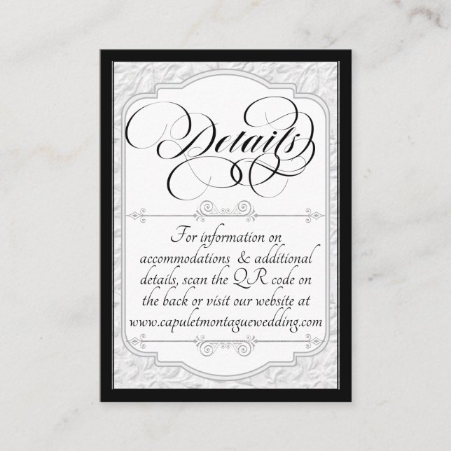 Monogram & Faux Embossed - Black/White Enclosure Card (Front)