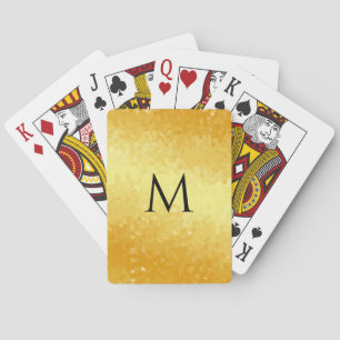 Monogram Faux Gold Metallic Look Template Playing Cards