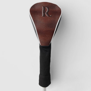 Monogram Faux Leather Brown Embossed  Golf Head Cover