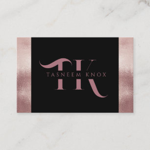 Monogram Faux Rose Gold Minimalist Business Card