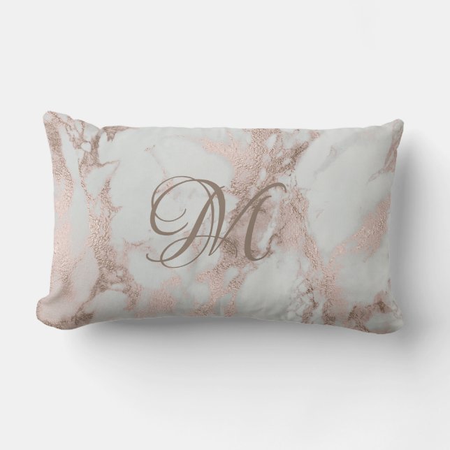Monogram Faux Rose Gold Pillow (Front)