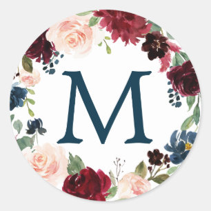 Monogram Favour Stickers Navy Burgundy