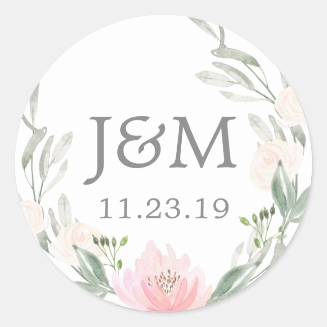 Monogram Favour Stickers Pastel Blush (Front)