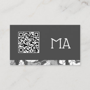 Monogram Feathers QR Code Business Card