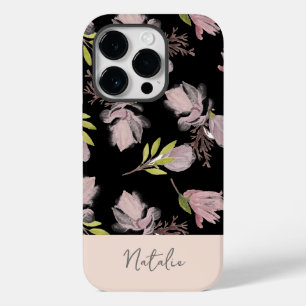 Monogram feminine lovely contrast black and pink Case-Mate iPhone 14 pro case