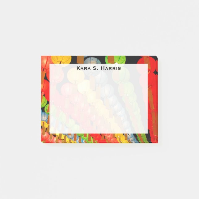 Monogram Feng Shui Yellow Red Green Blue Lanterns Post-it Notes (Front)