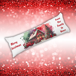 Monogram Festive Vintage Christmas on white   Body Cushion