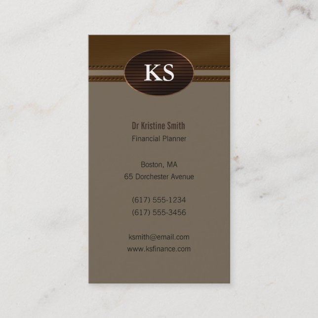 Monogram  Financial Planner - Business Card (Front)