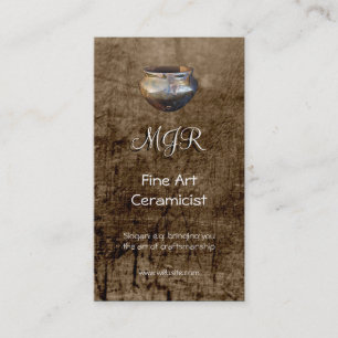 Monogram, Fine Art Ceramicist, leather-effect Business Card