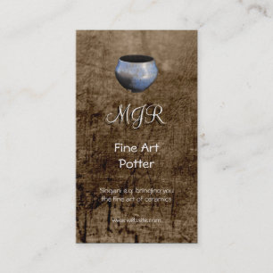 Monogram, Fine Art Potter, leather-effect Business Card