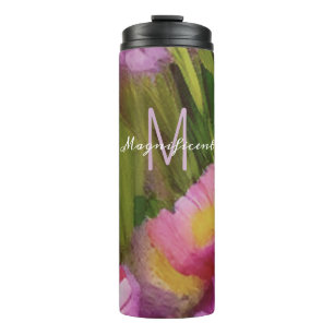 Monogram Fine Art Watercolor Wildflowers At Dusk Thermal Tumbler