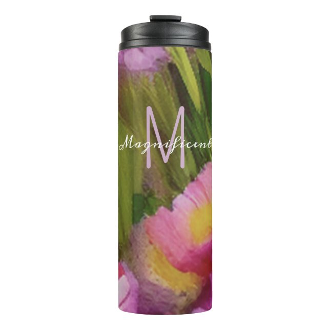 Monogram Fine Art Watercolor Wildflowers At Dusk Thermal Tumbler (Front)