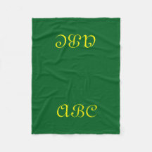 Monogram Fleece Blanket Dark Green with Gold