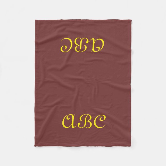 Monogram Fleece Blanket Dark Red with Gold (Front)