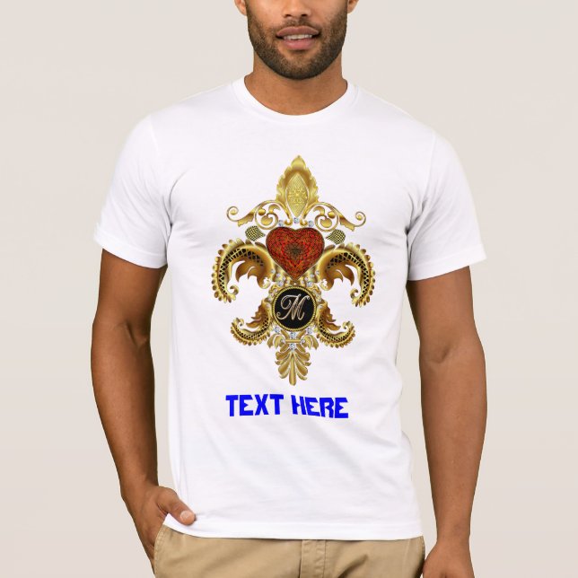 Monogram Fleur-de-lis Letter "M" Pick Your Style T-Shirt (Front)
