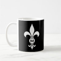 Monogram Fleur De Lis Modern Simple Black & White