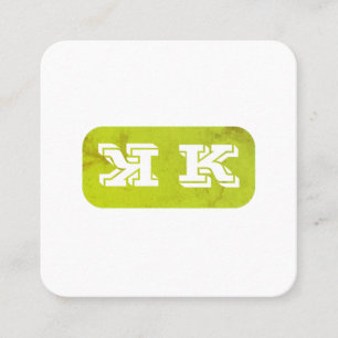 Monogram Flip (green rustic) Square Business Card