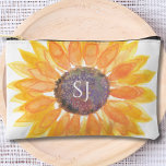 Monogram Floral  Accessory Pouch<br><div class="desc">This unique monogrammed accessory pouch is decorated with a yellow watercolor sunflower and stylish typography.
Easily customisable. Perfect for travel,  vacation,  and gifting.
Original Watercolor © Michele Davies.</div>