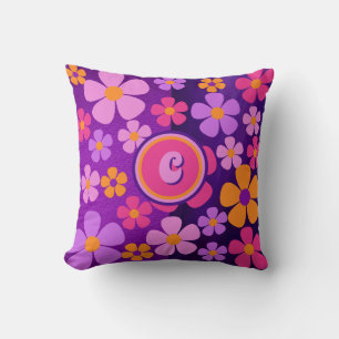 Monogram Floral Blossom Burst Vibrant Cushion