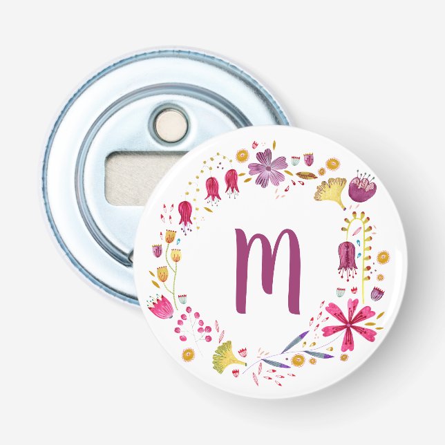 Monogram Floral Bottle Opener (Front)