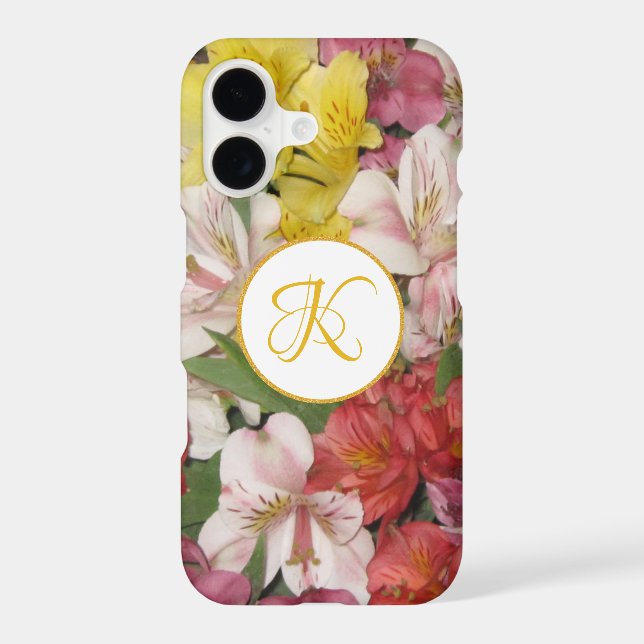 Monogram Floral Bouquet Design iPhone Case (Back)