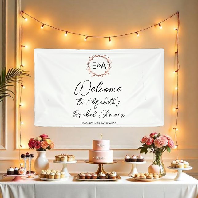 Monogram Floral Bridal Shower Welcome Sign Banner (Creator Uploaded)