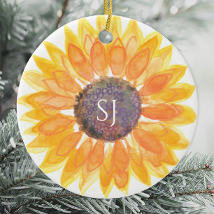 Monogram Floral Ceramic Tree Decoration