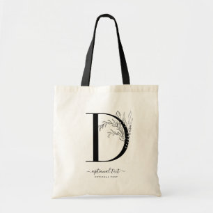 Monogram Floral Custom Tote Bag - Single Letter D