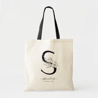 Monogram Floral Custom Tote Bag - Single Letter S