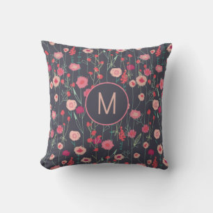 Monogram Floral Dark Cushion