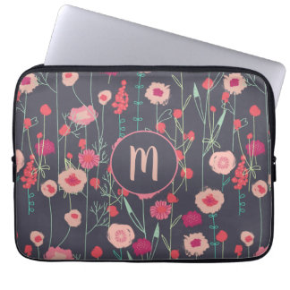 Monogram Floral Dark Laptop Sleeve