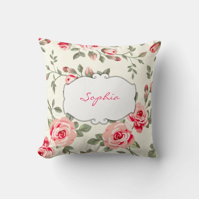 Monogram Floral design Throw Pillows (Front)