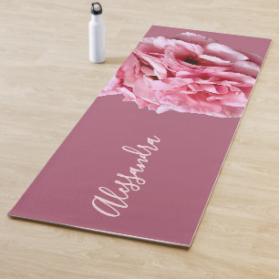 Monogram Floral Dusty Rose Botanical Photography Yoga Mat