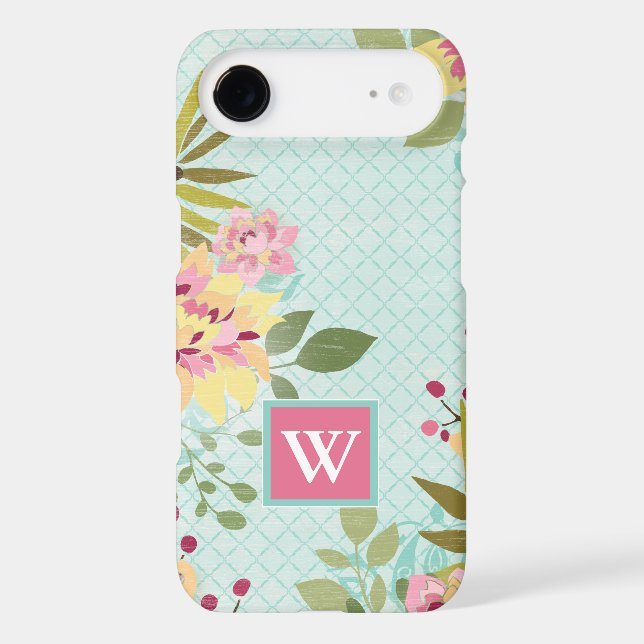 Monogram | Floral Garden, Blue Background Case-Mate Samsung Galaxy Case (Back)