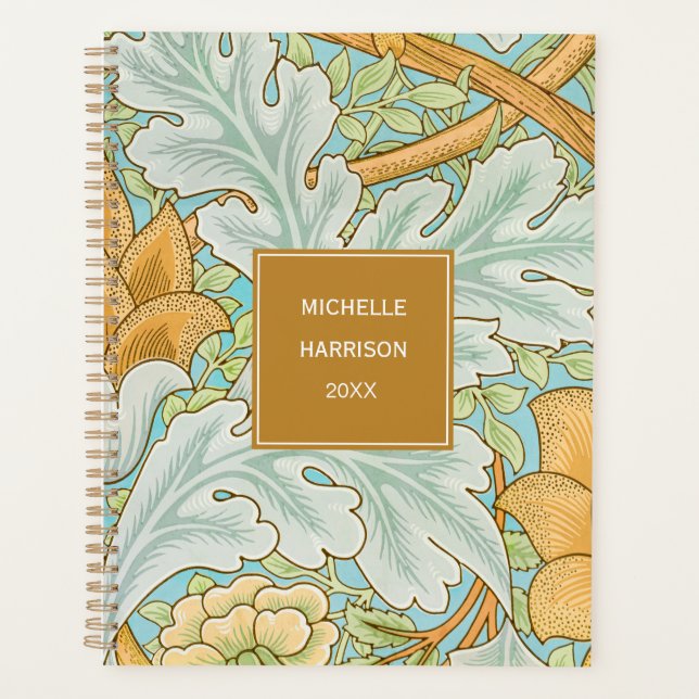 Monogram Floral Greenery Botanical Yellow Green Planner (Front)