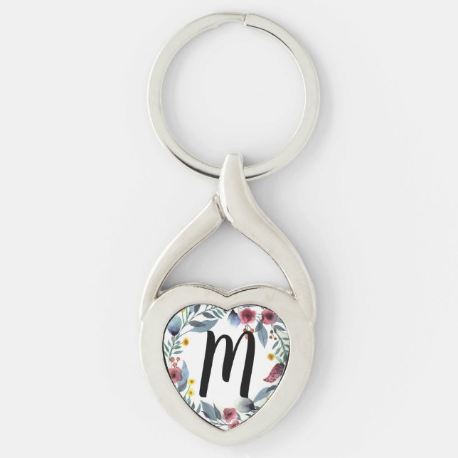 Monogram Floral Key Ring (Front)