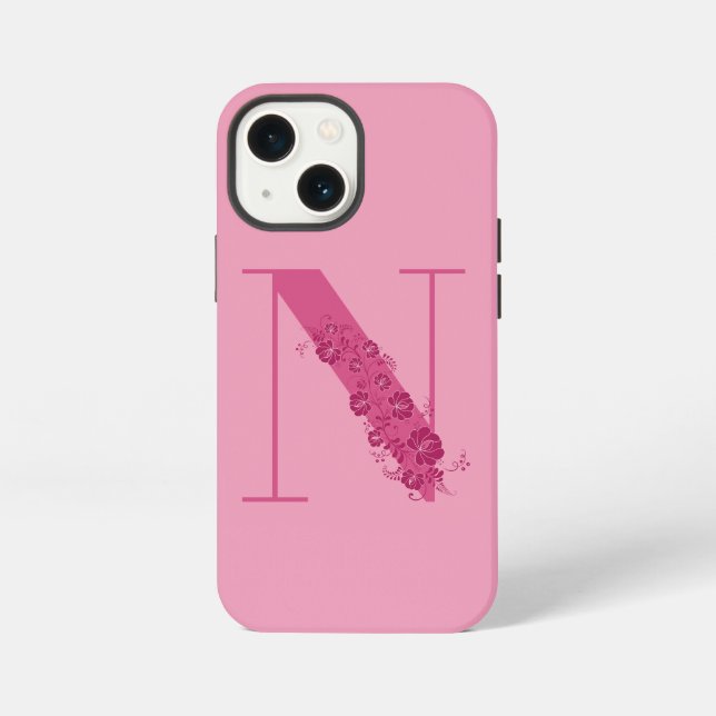 Monogram Floral Letter N iPhone Case (Back)