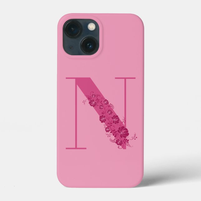 Monogram Floral Letter N iPhone Case (Back)