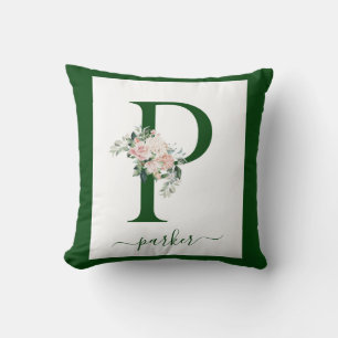 Monogram Floral Letter P Cushion