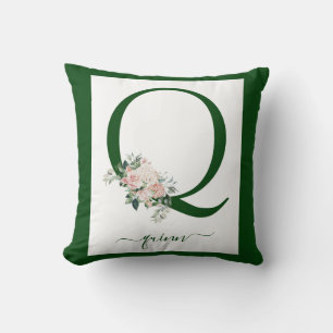 Monogram Floral Letter Q Cushion