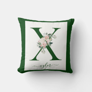 Monogram Floral Letter X Cushion