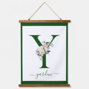 Monogram Floral Letter Y Hanging Tapestry