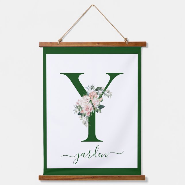 Monogram Floral Letter Y Hanging Tapestry (Front)