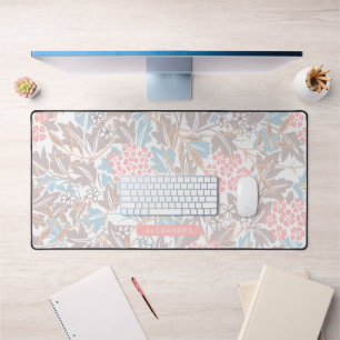 Monogram Floral Modern Vintage Pattern Beige Pink Desk Mat