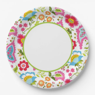 Monogram Floral Paper Plate